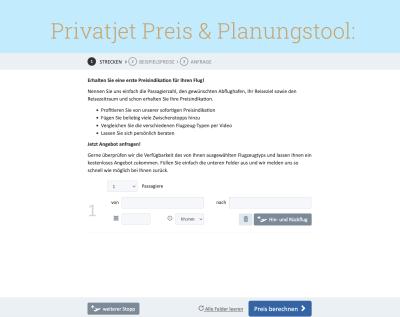 Privatjet-Planungstool