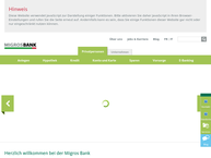 Website von Migros Bank Bancomat