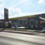 AGROLA Tankstelle in Bulle; station-service AGORLA à Bulle; an Strasse gelegen mit TopShop; AGROLA avec TopShop; station couverte; überdacht