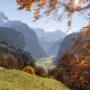 View on the Lauterbrunnen Valley in autumn